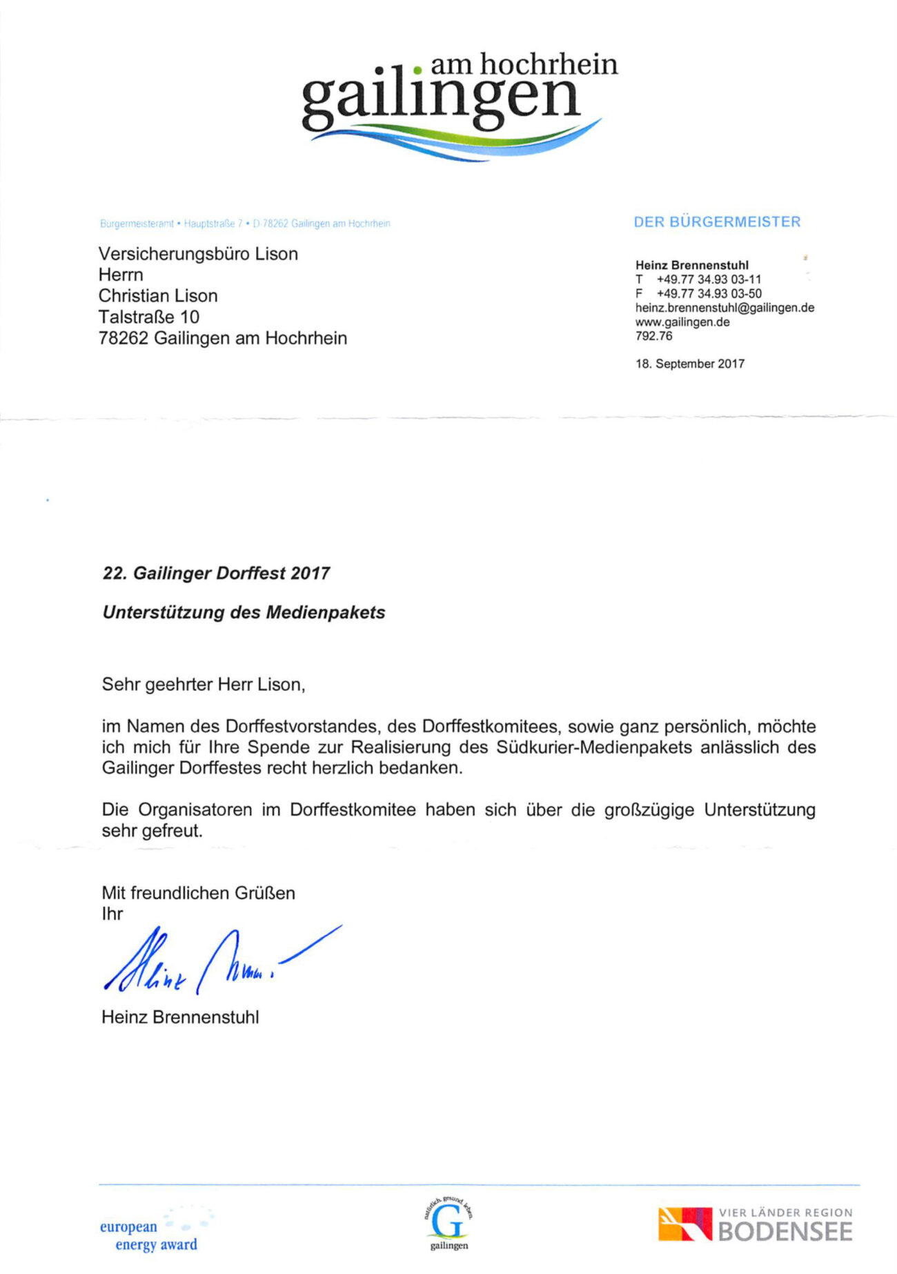 Sponsoring Doffest Gilingen